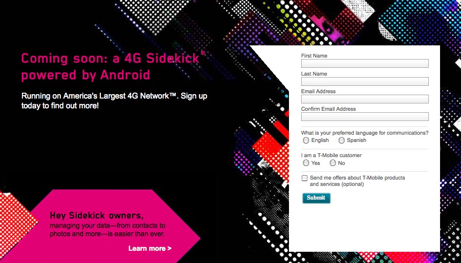 tmobile sidekick 4g 2011. T-Mobile Sign-up for info on